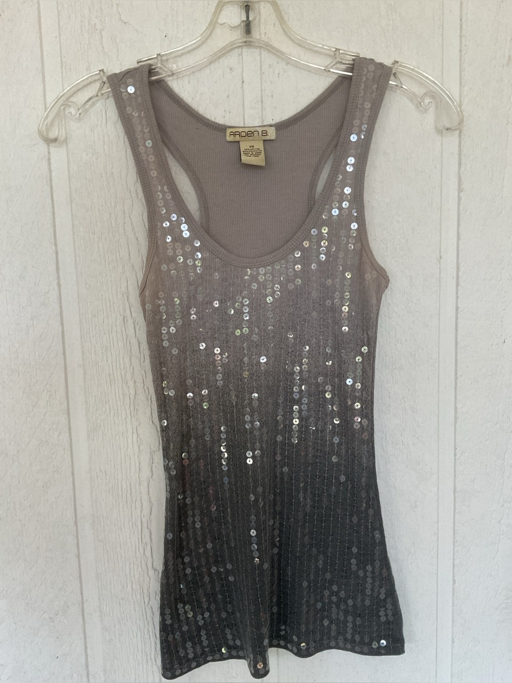 Arden B. Grey Ombre Sequin Tank Top Size XS